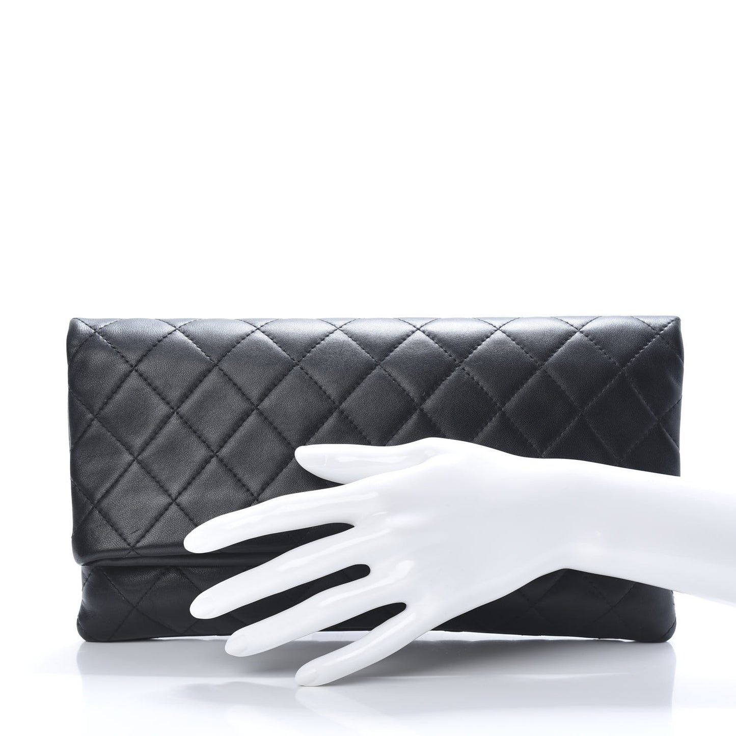 Lambskin Quilted CC Beauty Clutch Black