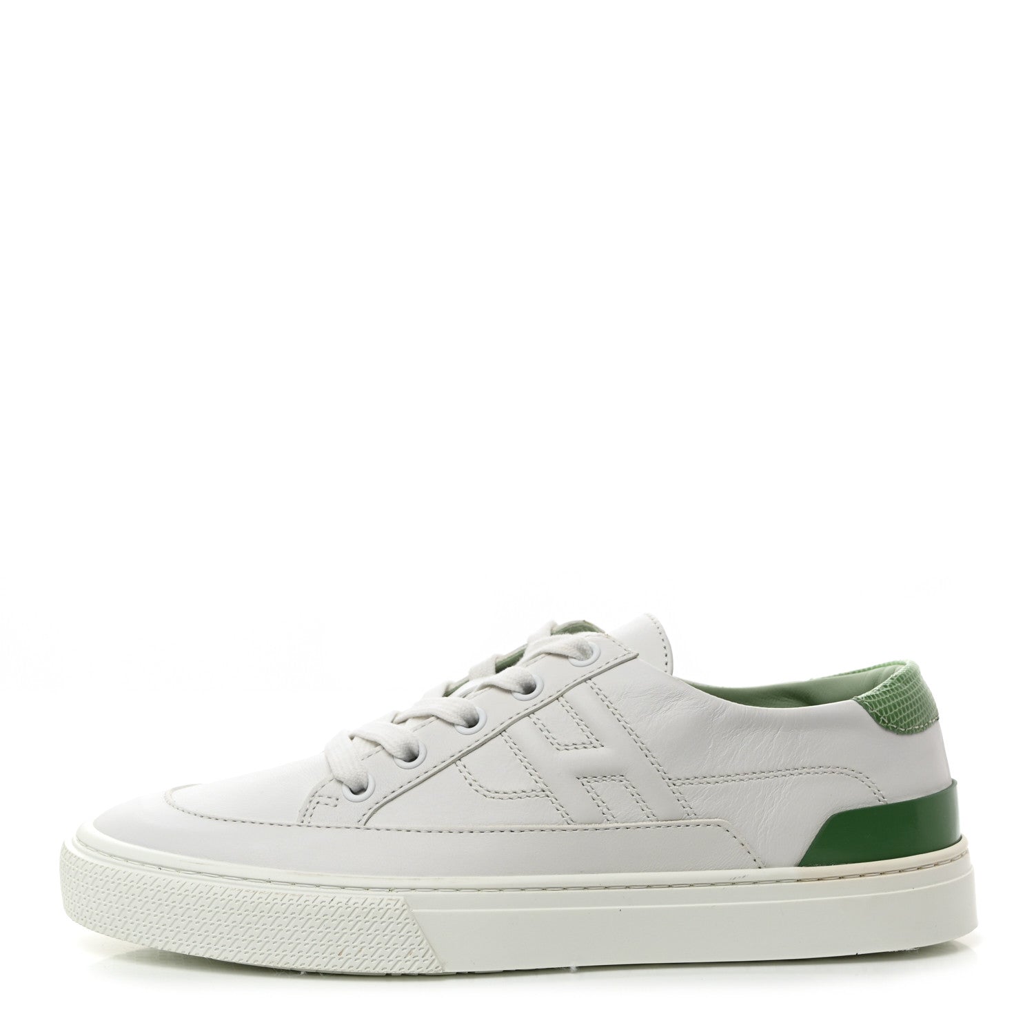 Hermes Shiny Lizard Calfskin Deep Sneakers 38 White Vert Jade 1 of 8