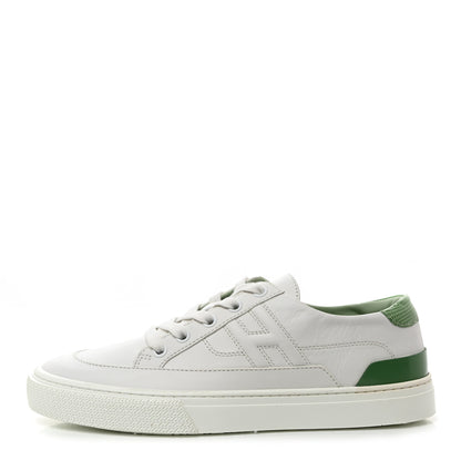 Hermes Shiny Lizard Calfskin Deep Sneakers 38 White Vert Jade 1 of 8