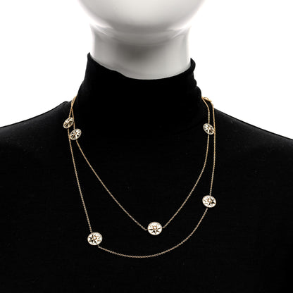 Christian Dior 18K Yellow Gold Diamond Mother of Pearl Rose Des Vents 9-Station Long Necklace 3 of 5