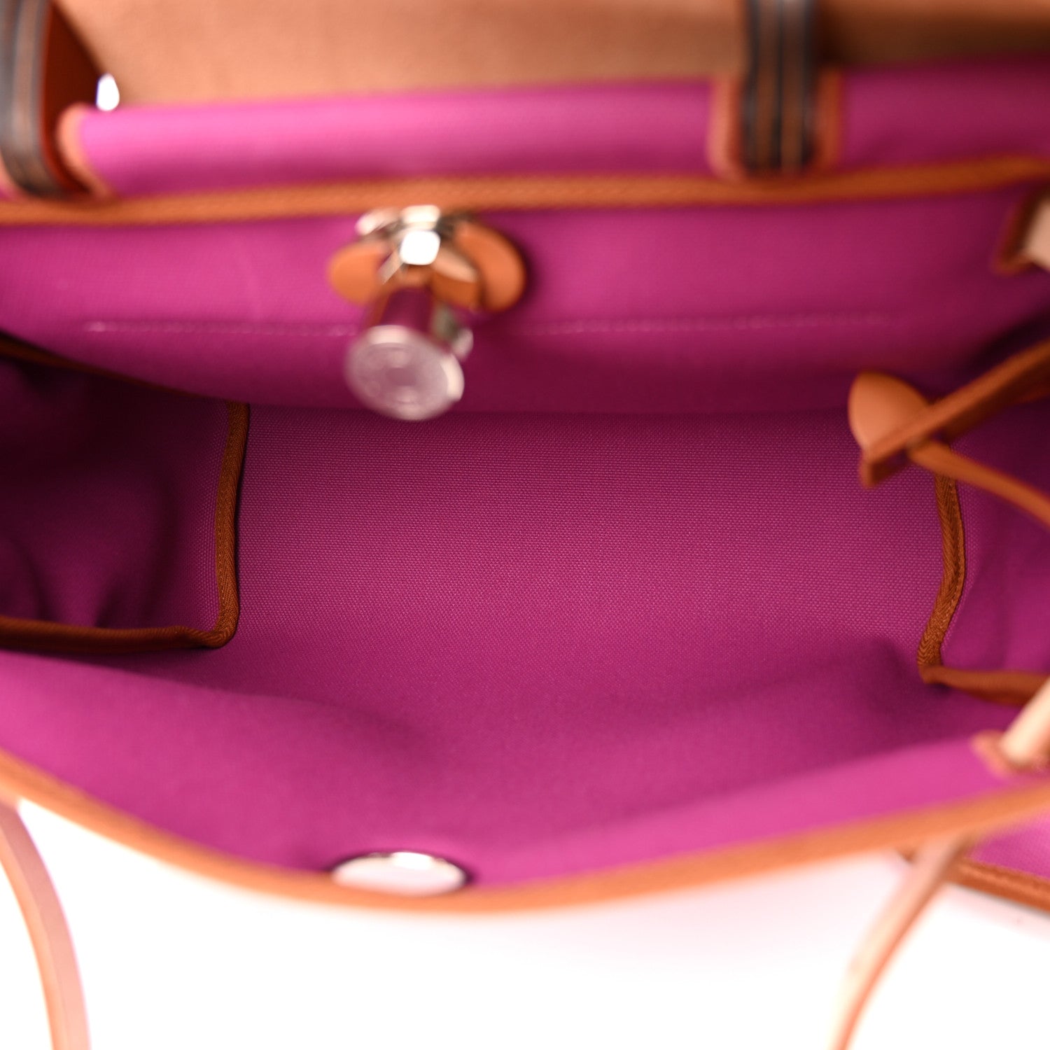 Hermes Toile Militaire Vache Hunter Herbag Zip Retourne 31 PM Rose Pourpre Fauve 6 of 12
