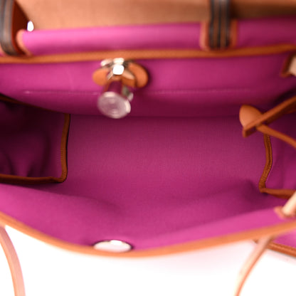 Hermes Toile Militaire Vache Hunter Herbag Zip Retourne 31 PM Rose Pourpre Fauve 6 of 12