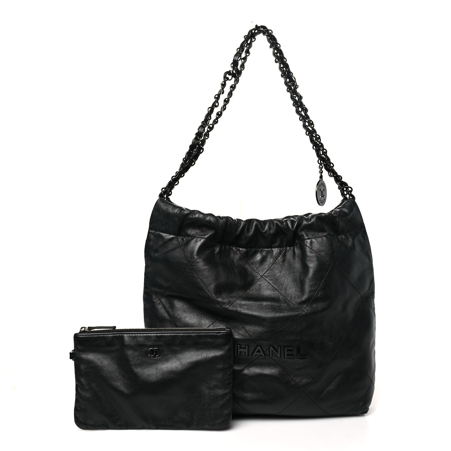 Chanel Shiny Calfskin Quilted Small Chanel 22 So Black 3 of 12