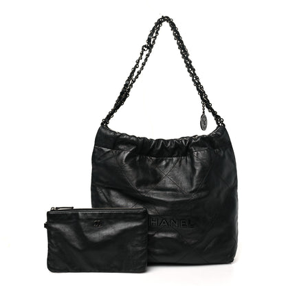 Chanel Shiny Calfskin Quilted Small Chanel 22 So Black 3 of 12