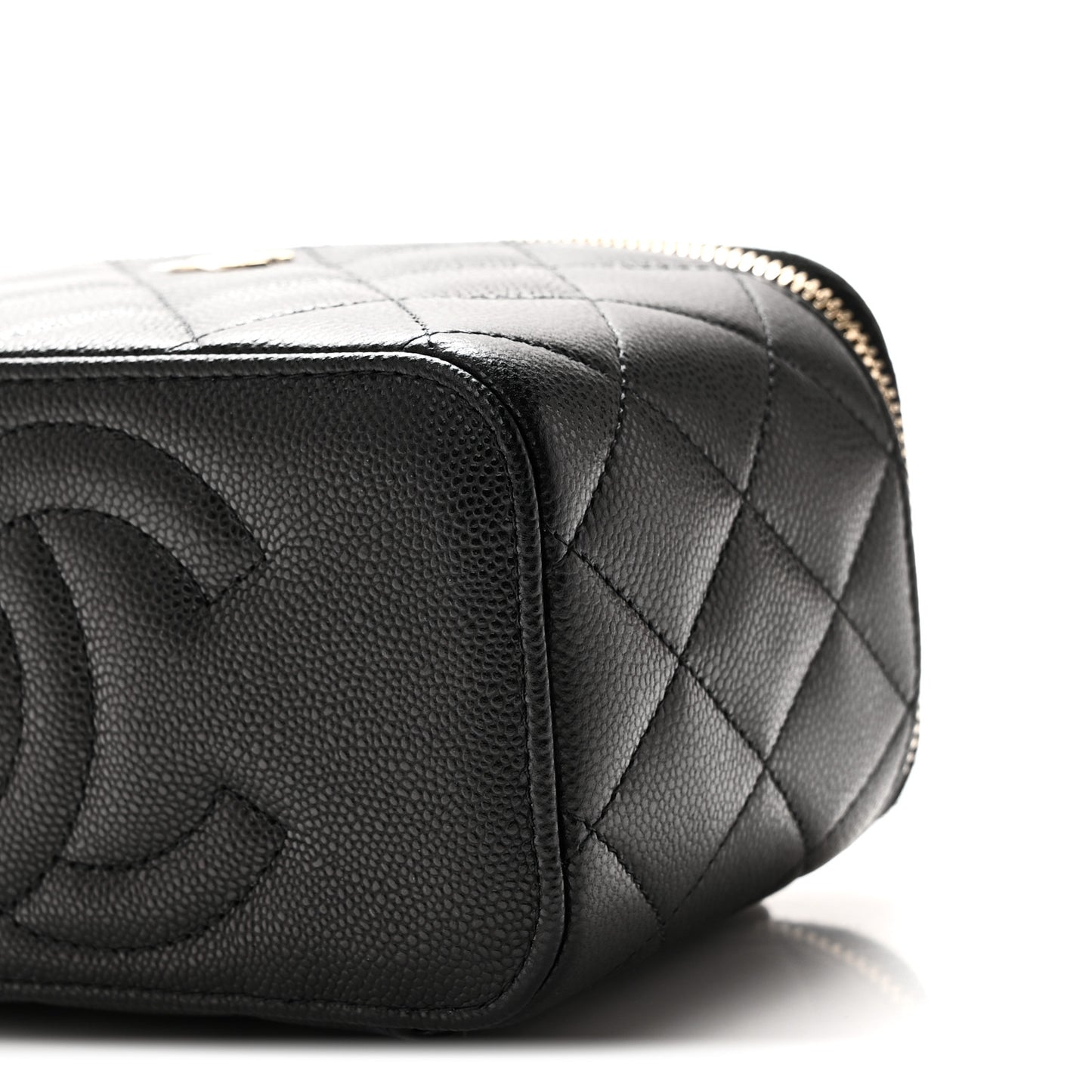 Caviar Quilted Small Vanity Case With Chain Black Black