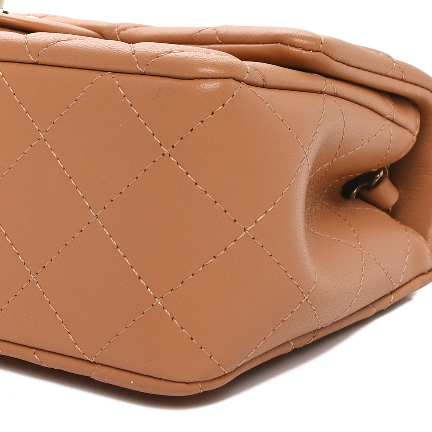 Lambskin Quilted Mini Rectangular Flap Brown