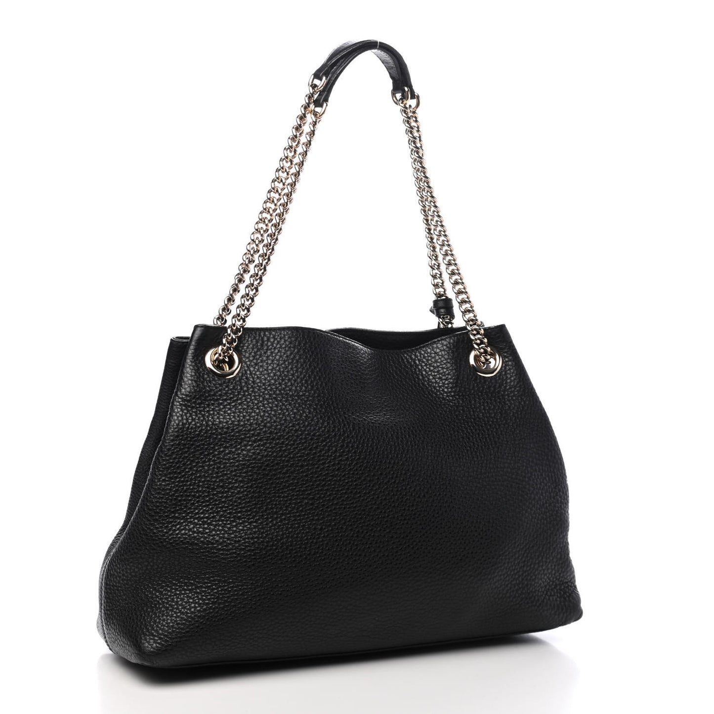 Pebbled Calfskin Medium Soho Chain Shoulder Bag Black
