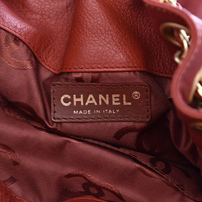Chanel Grained Calfskin CC Drawstring Bucket Bag Red 7 of 11