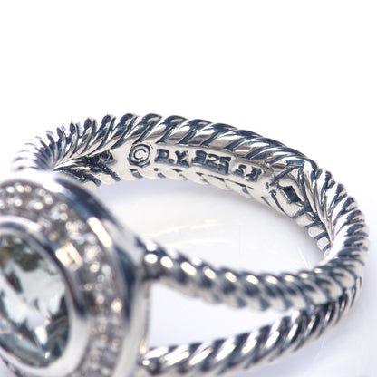 David Yurman Sterling Silver Diamond Prasiolite 8mm Petite Cerise Ring 52 6 5 of 6