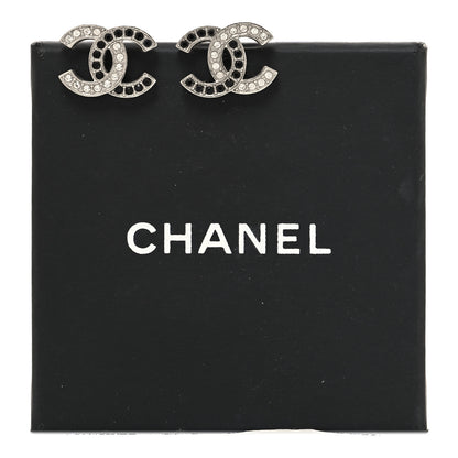 Chanel Crystal CC Earrings Silver Black 5 of 5