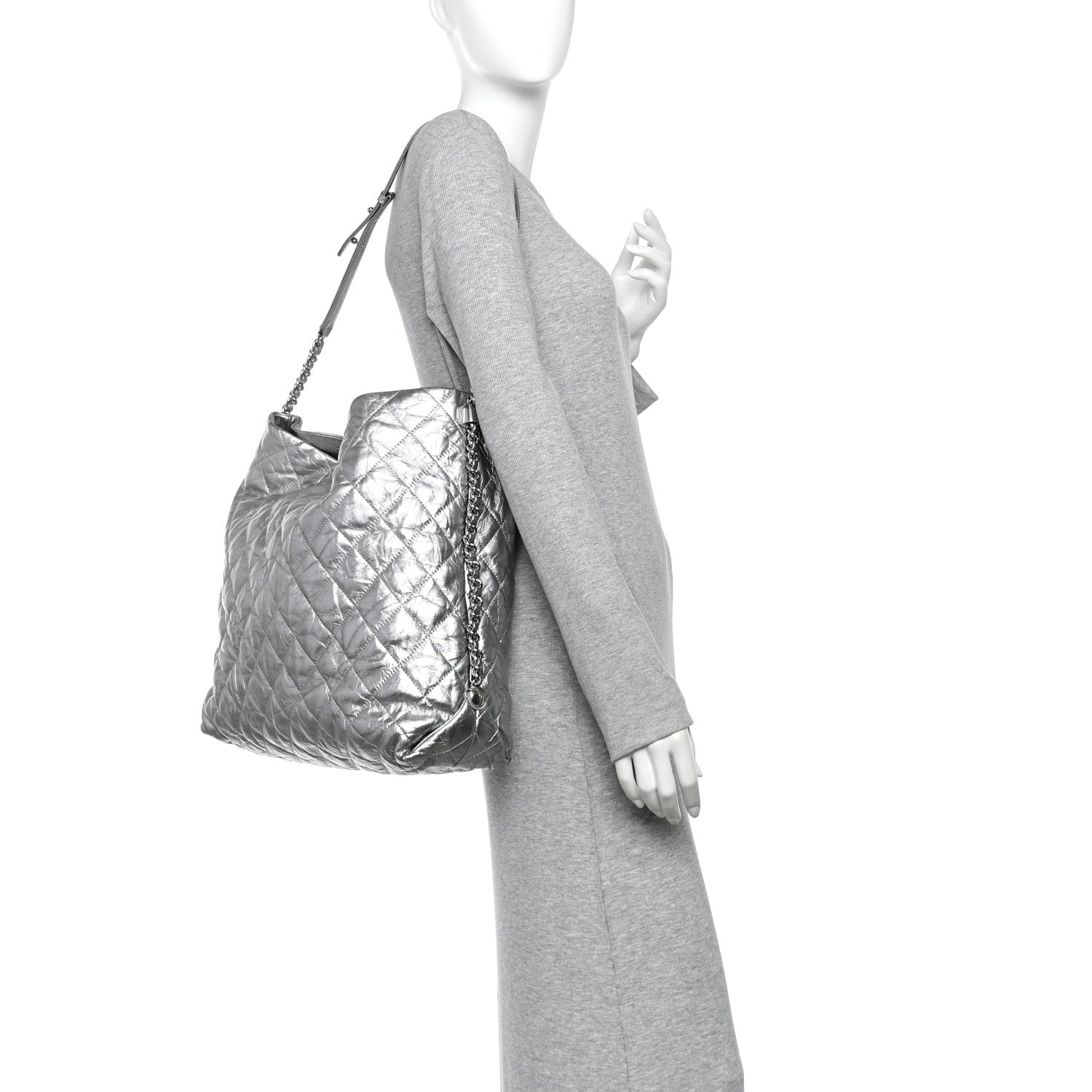 Chanel Metallic Crackled Calfskin Quilted Large Big Bang Hobo