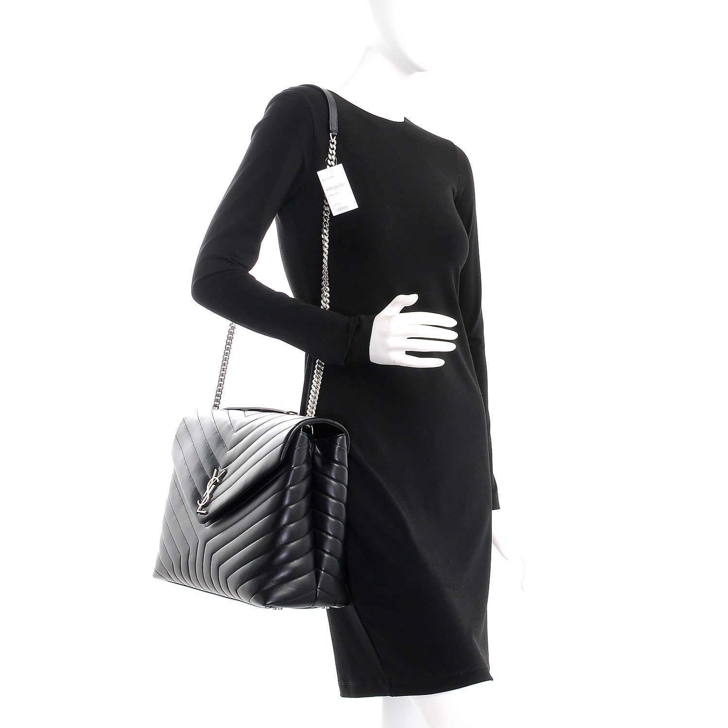 Saint Laurent Calfskin Y Quilted Monogram Large Loulou Chain Satchel Black 2 of 9