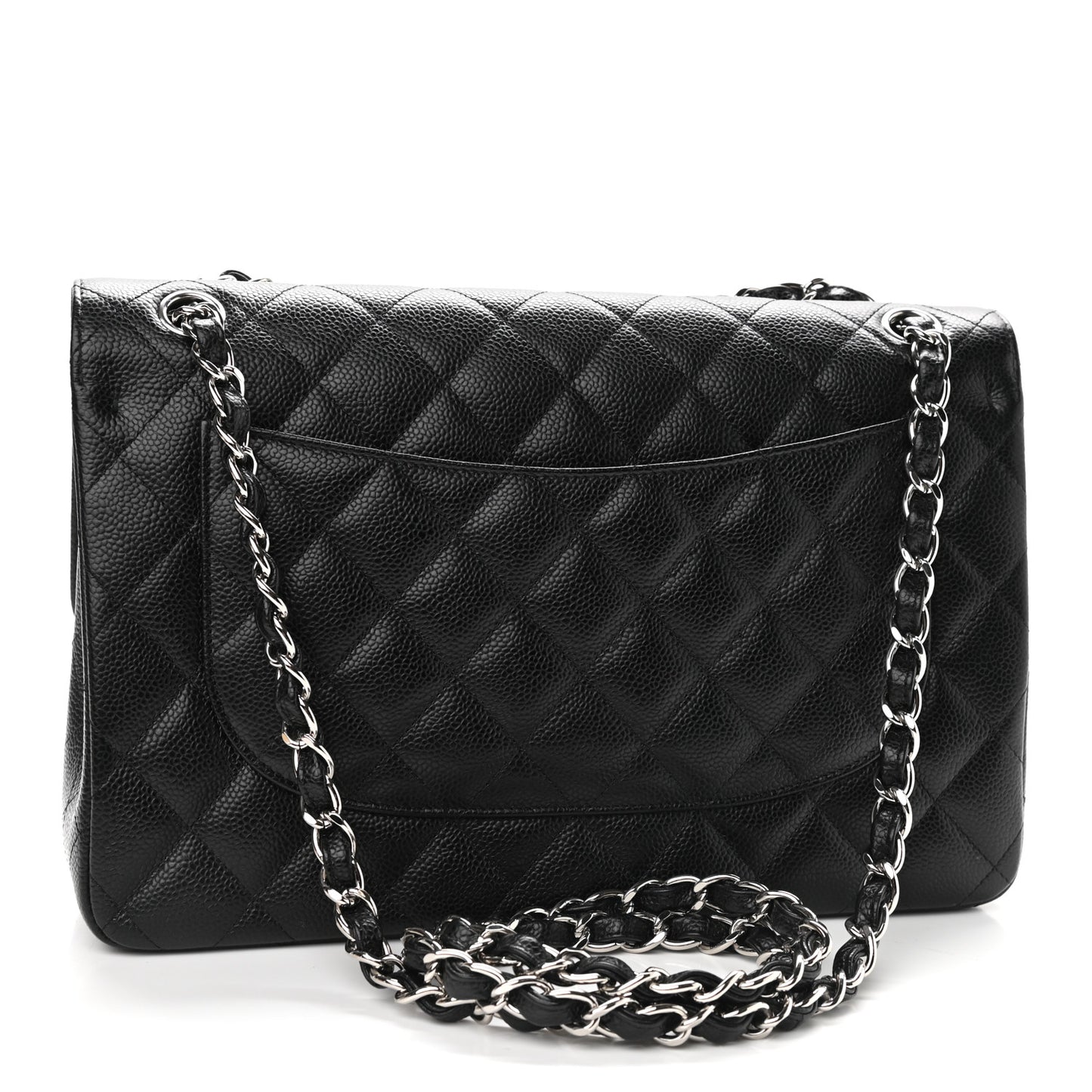 Caviar Quilted Jumbo Double Flap Black