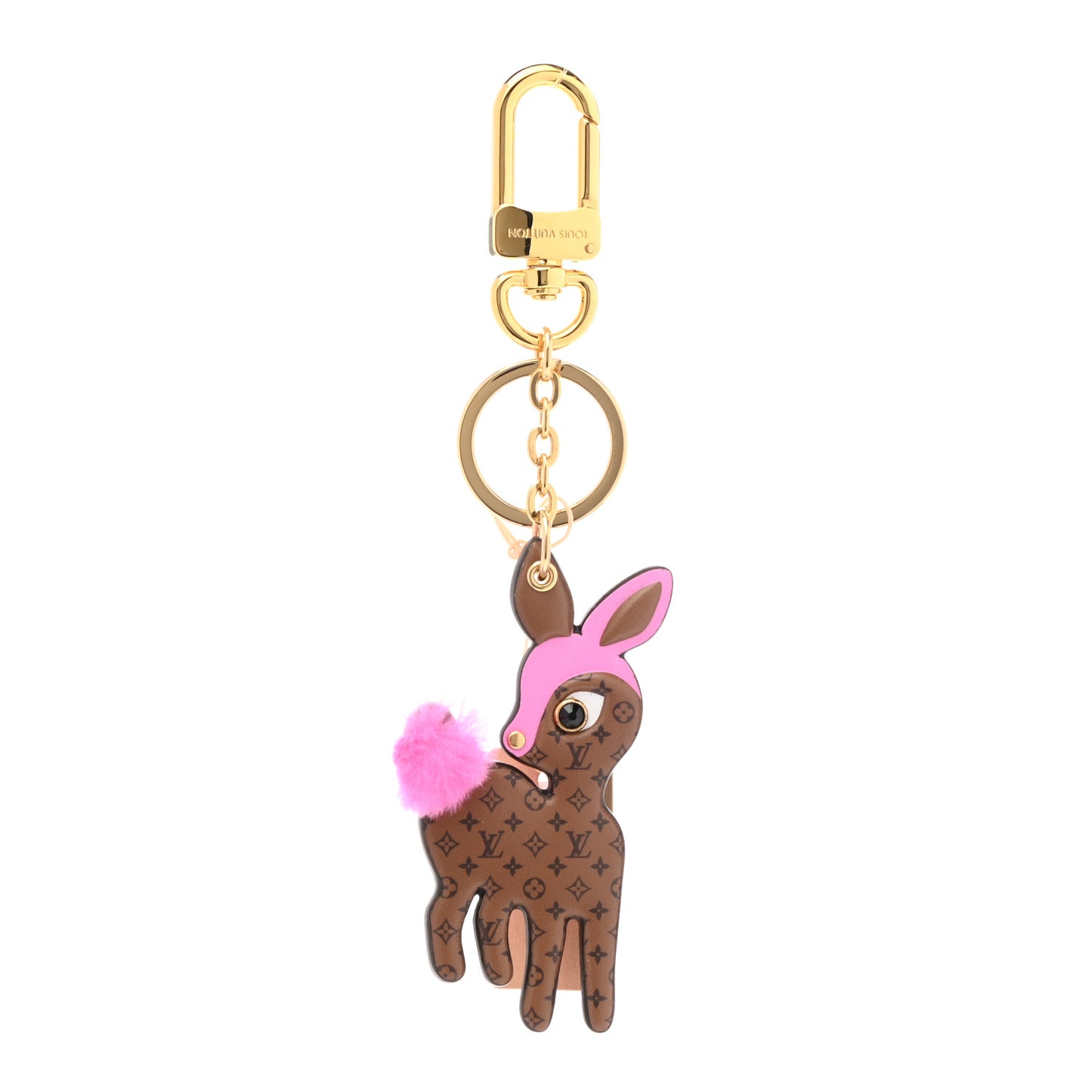 Calfskin Superstition Deer Bag Charm Key Holder Rose