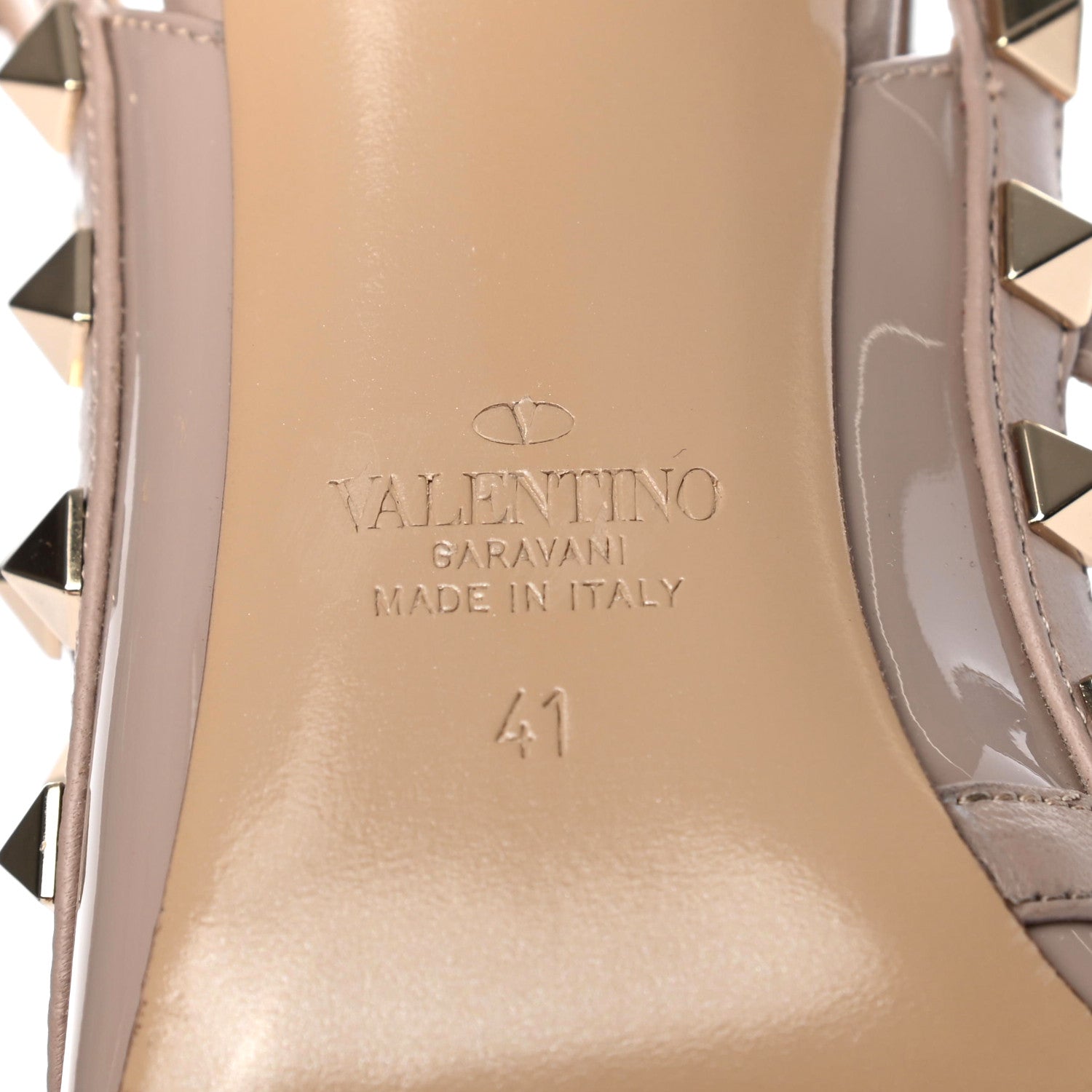 Valentino Garavani Patent Rockstud Ankle Strap Pumps 41 Poudre 6 of 7