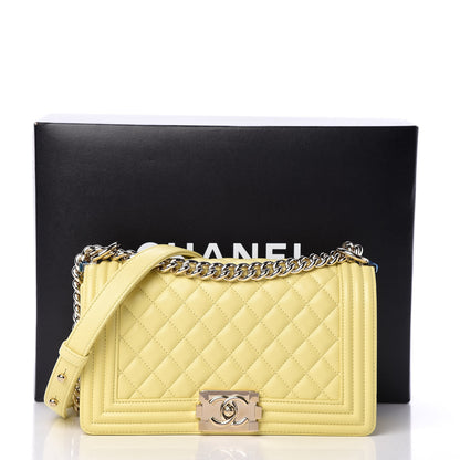 Chanel Lambskin Quilted Medium Boy Flap Yellow 9 of 14