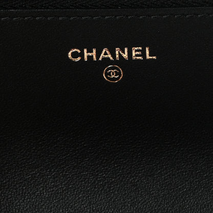 Chanel Lambskin Quilted Sweet Camellia Wallet on Chain WOC Black 6 of 12