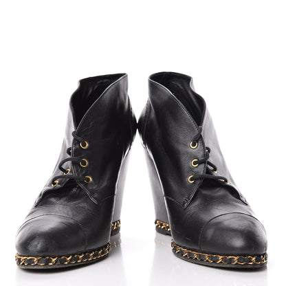 Chanel Lambskin CC Chain Wedge Boots 40 Black 6 of 12