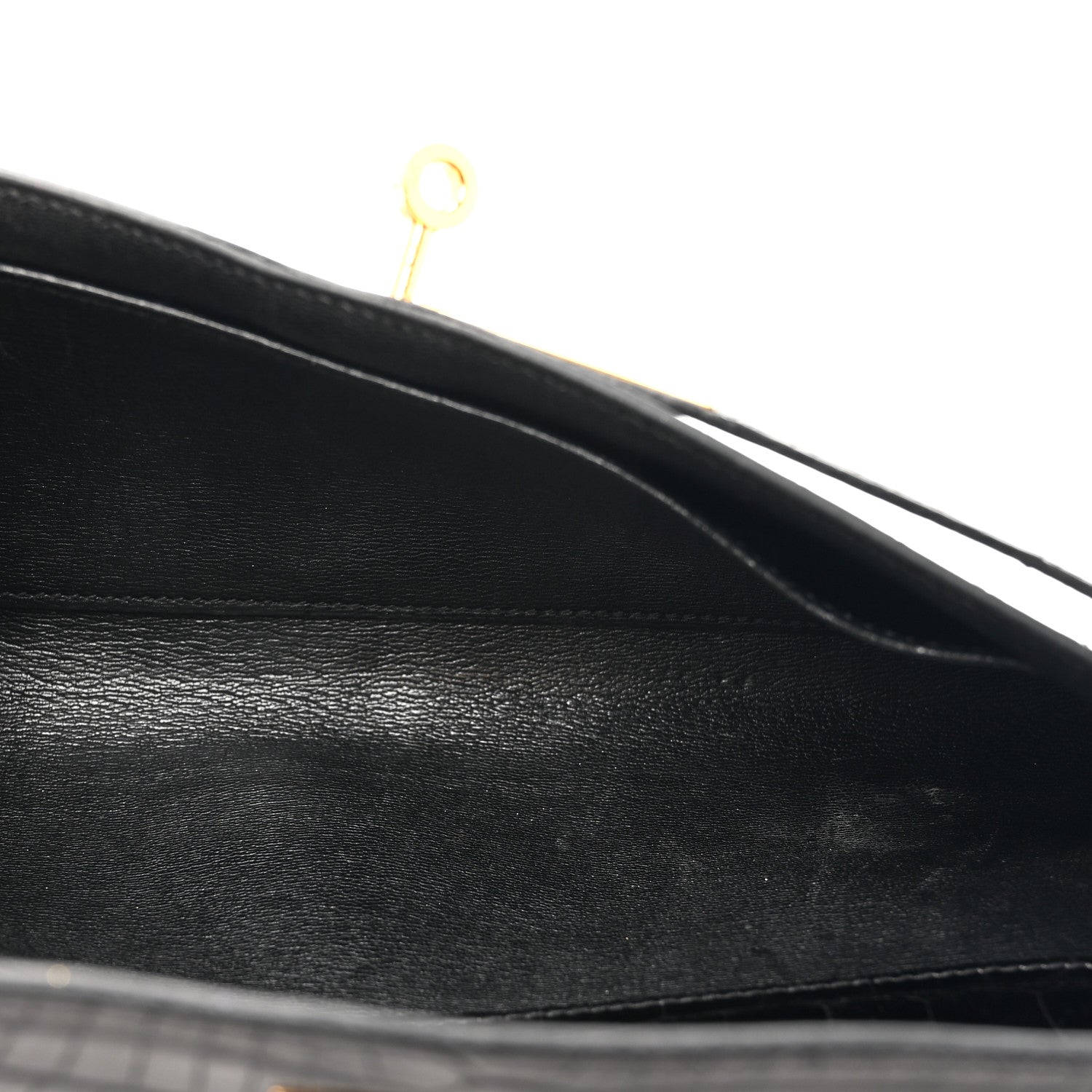 Hermes Shiny Porosus Crocodile Kelly Cut Pochette Black 5 of 10