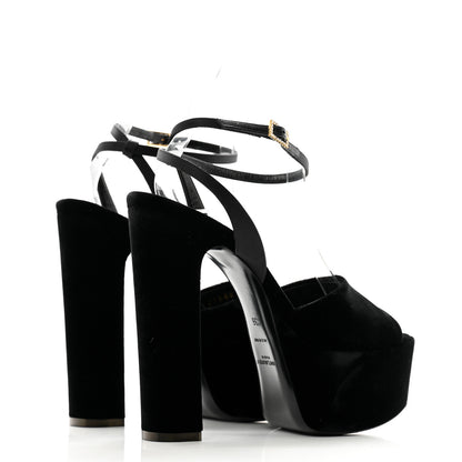 Saint Laurent Velvet Jodie Platform Sandals 36 Black 4 of 14