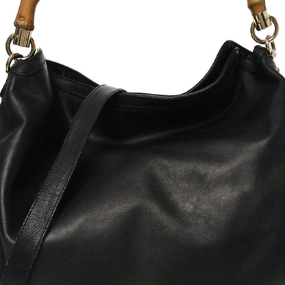 Gucci Calfskin Peggy Bamboo Top Handle Hobo Black 8 of 10