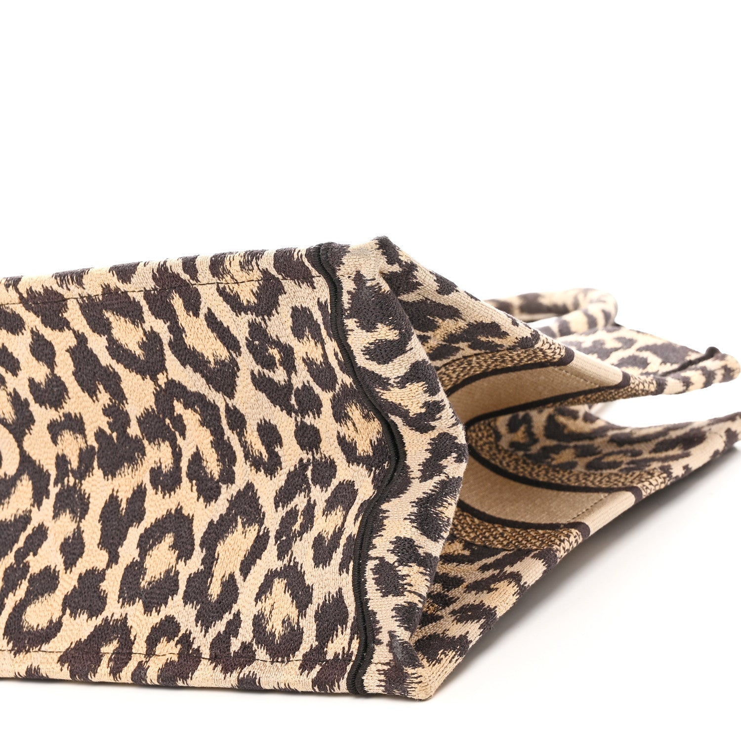 Christian Dior Canvas Mizza Embroidered Medium Leopard Book Tote Beige 10 of 10