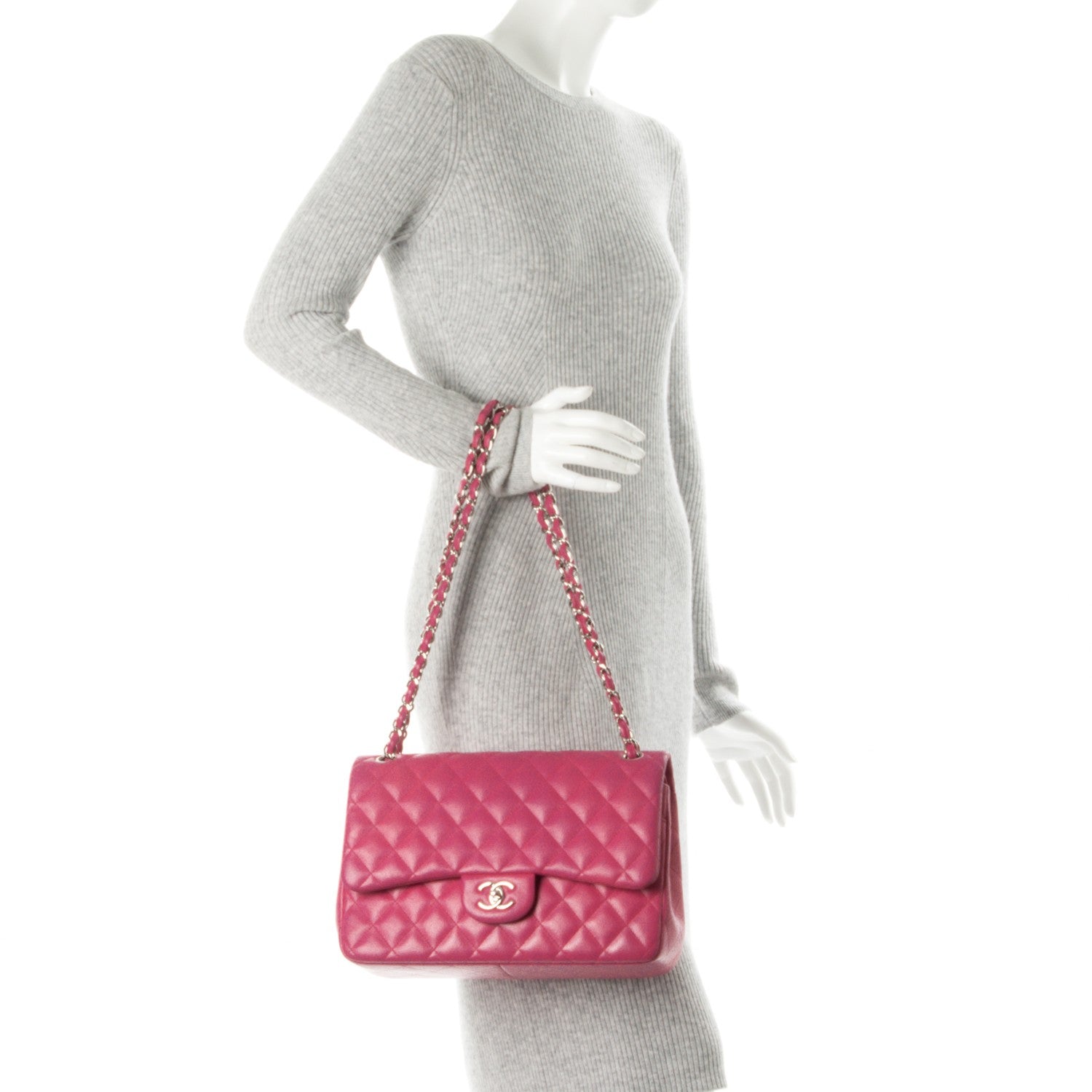 Chanel Lambskin Quilted Jumbo Double Flap Dark Pink 2 of 9