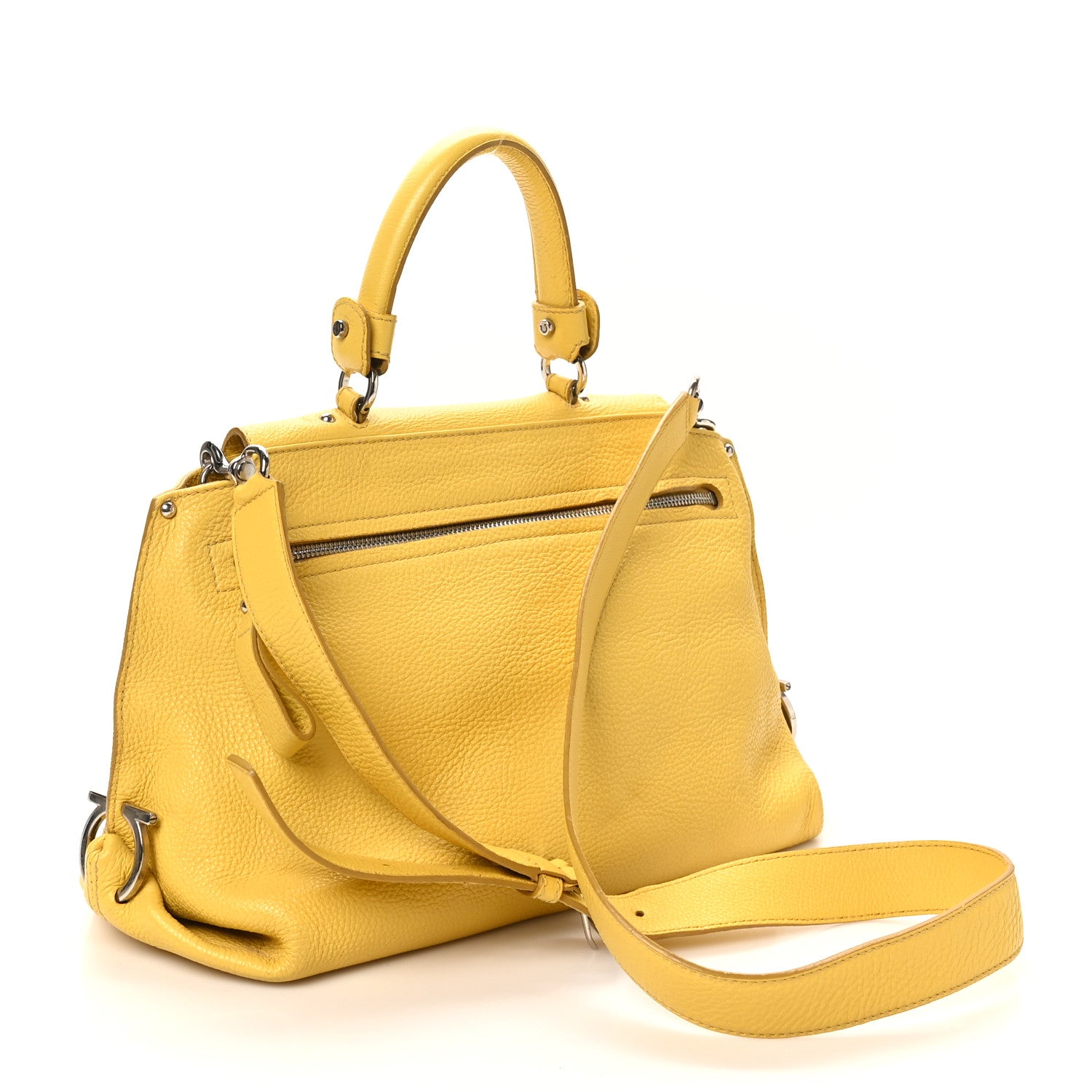 Salvatore Ferragamo Calfskin Sofia Gancini Satchel Yellow 2 of 9