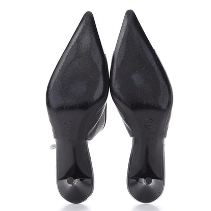 Chanel Lambskin Patent Cap Toe CC Slingback Heels 38.5 Black 6 of 8