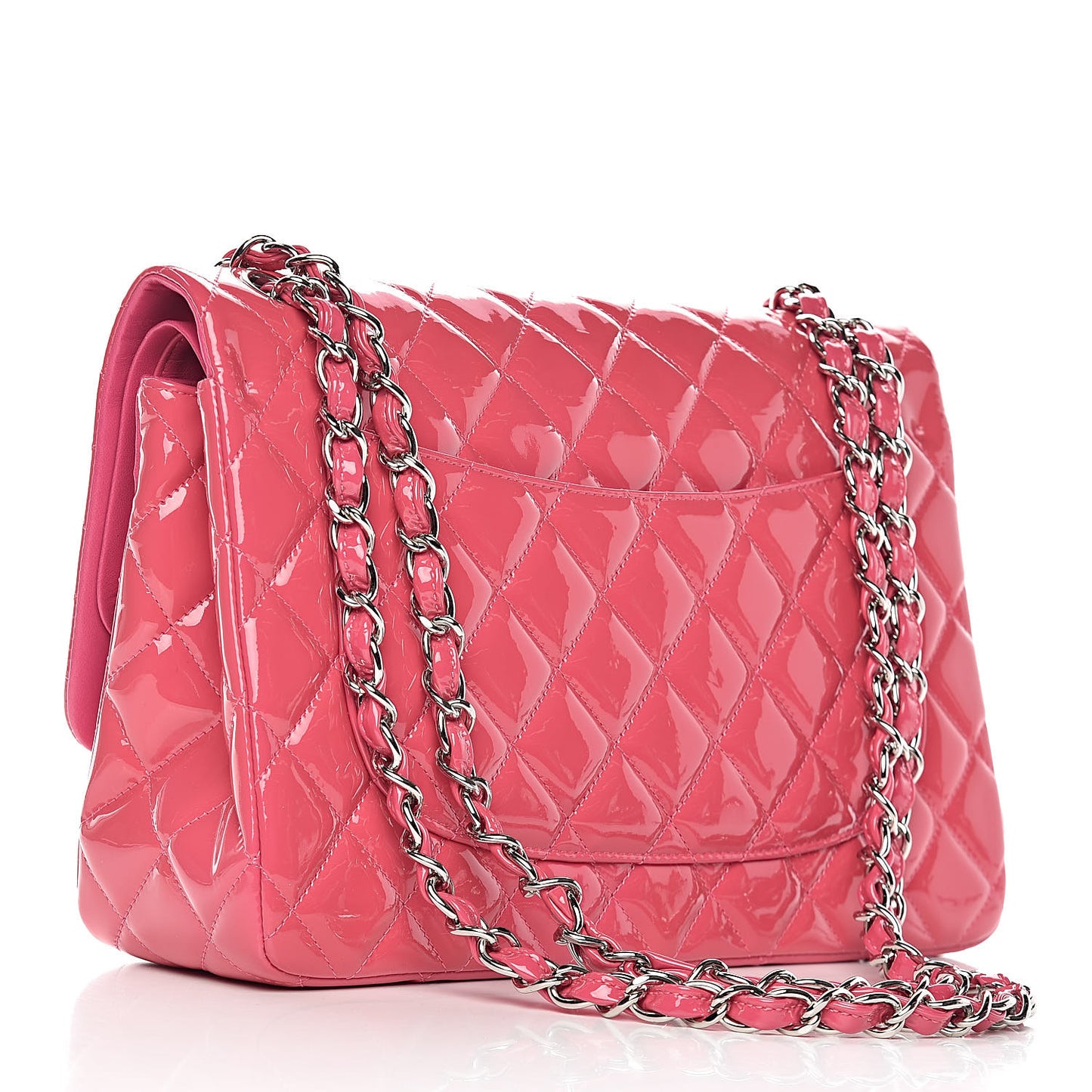 Patent Quilted Jumbo Double Flap Pink
