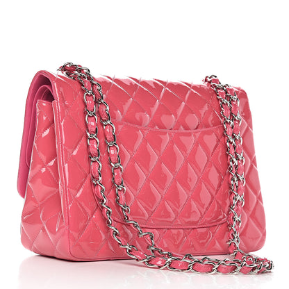 Chanel Patent Quilted Jumbo Double Flap Pink 3 of 11