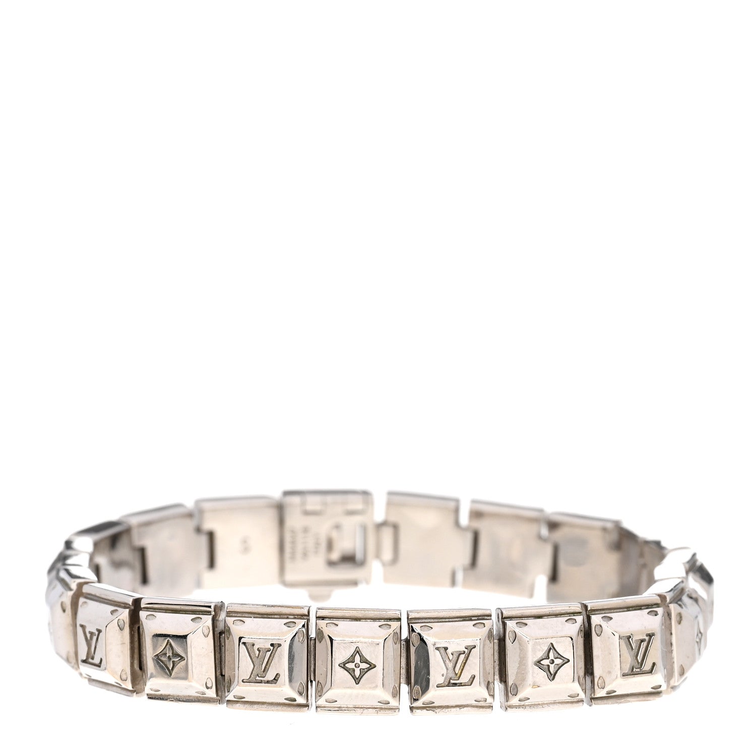 Louis Vuitton Palladium Monogram Nanogram Tennis Bracelet S Silver 1 of 4
