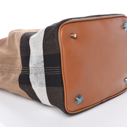 Burberry Canvas Mega Check Medium Ashby Hobo Saddle Brown 6 of 11