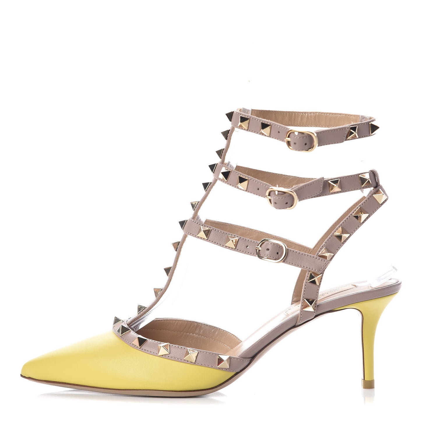 Nappa Rockstud Ankle Strap 65mm Pumps 39 Naples Yellow Poudre