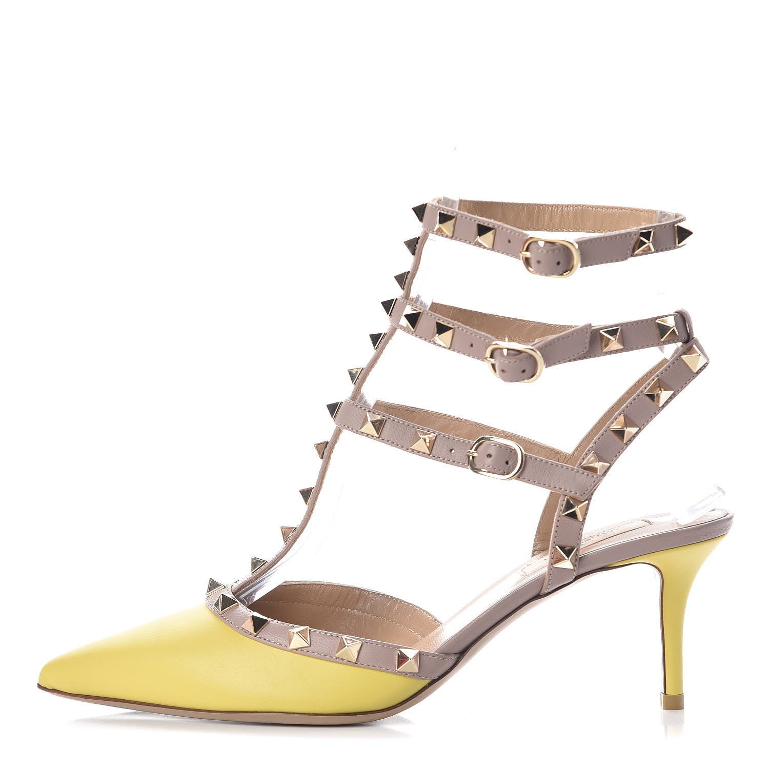 Valentino Garavani Nappa Rockstud Ankle Strap 65mm Pumps 39 Naples Yellow Poudre 1 of 7