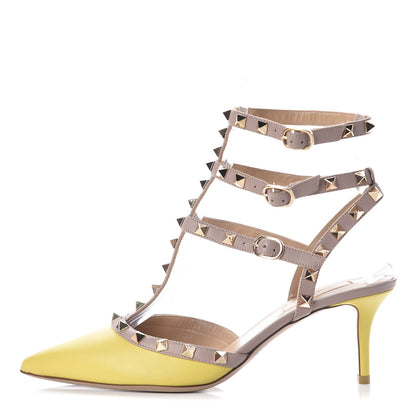 Valentino Garavani Nappa Rockstud Ankle Strap 65mm Pumps 39 Naples Yellow Poudre 1 of 7
