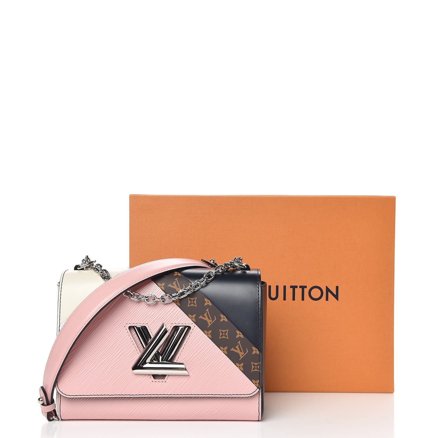 Epi Monogram Tape Twist Shoulder Bag MM Rose White