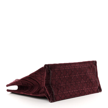 Christian Dior Velvet Cannage Large Book Tote Burgundy 4 of 13