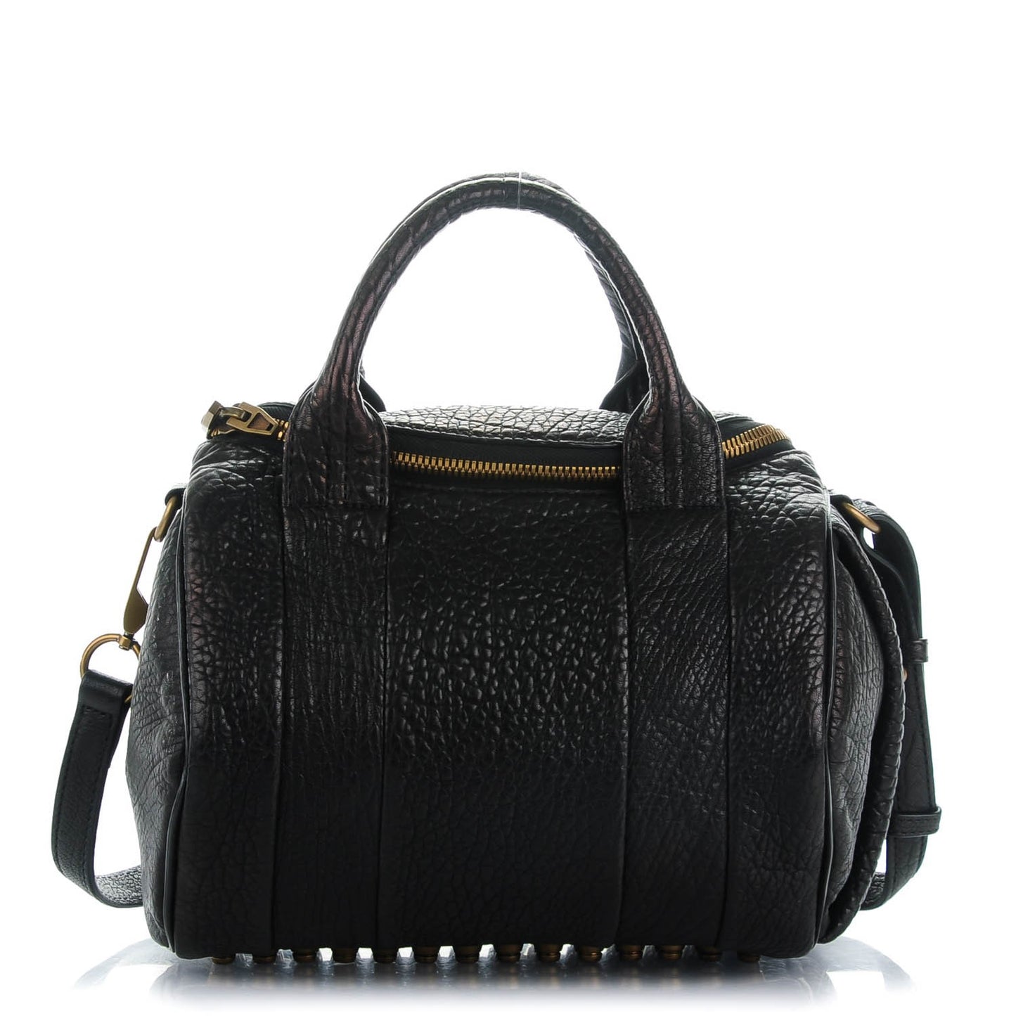 Pebbled Lambskin Rockie Black Antique Brass Hardware