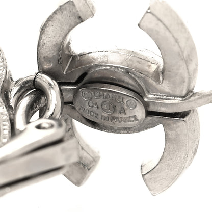 Chanel Crystal Heart CC Drop Earrings Silver 4 of 4