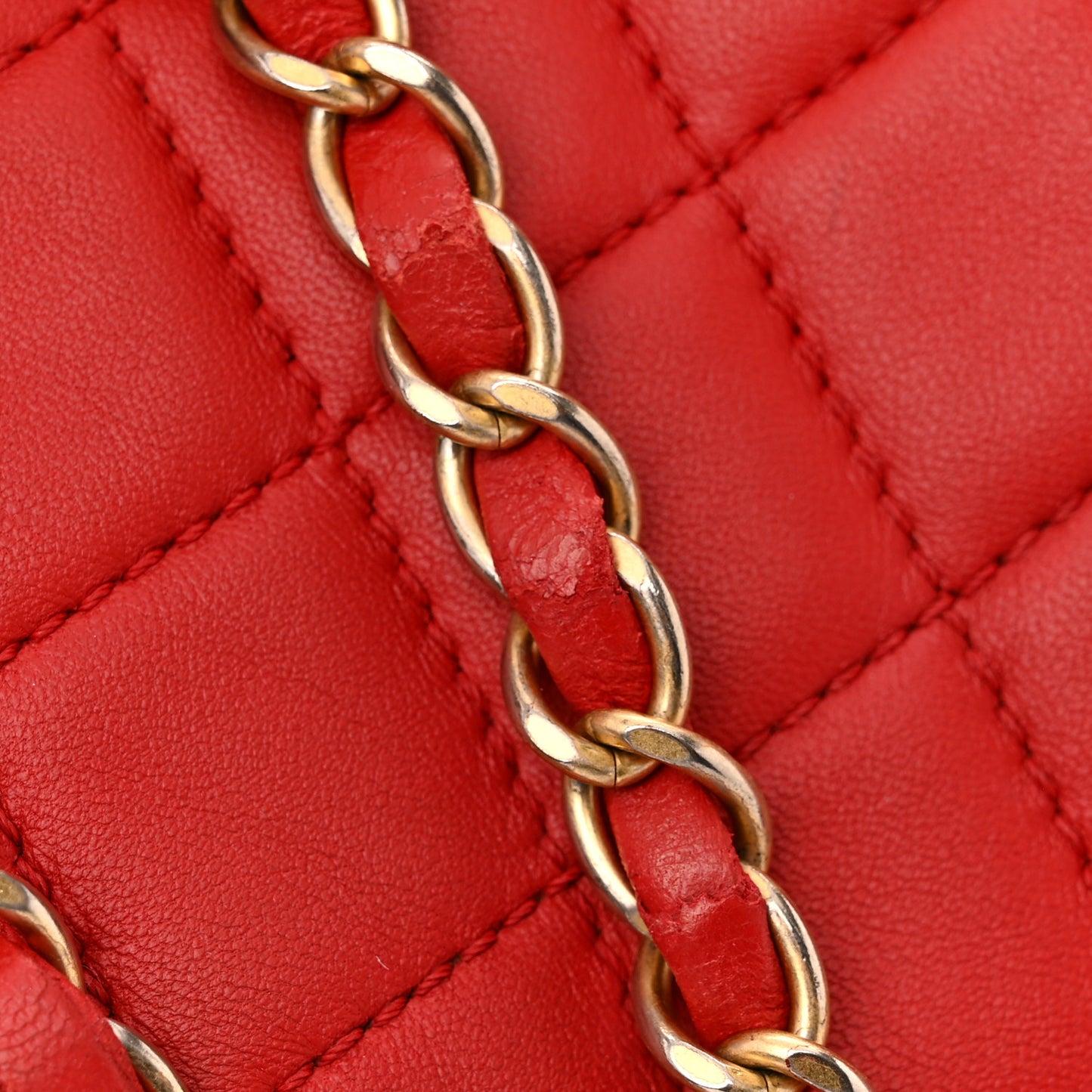 Lambskin Quilted Large Now and Forever Flap Red