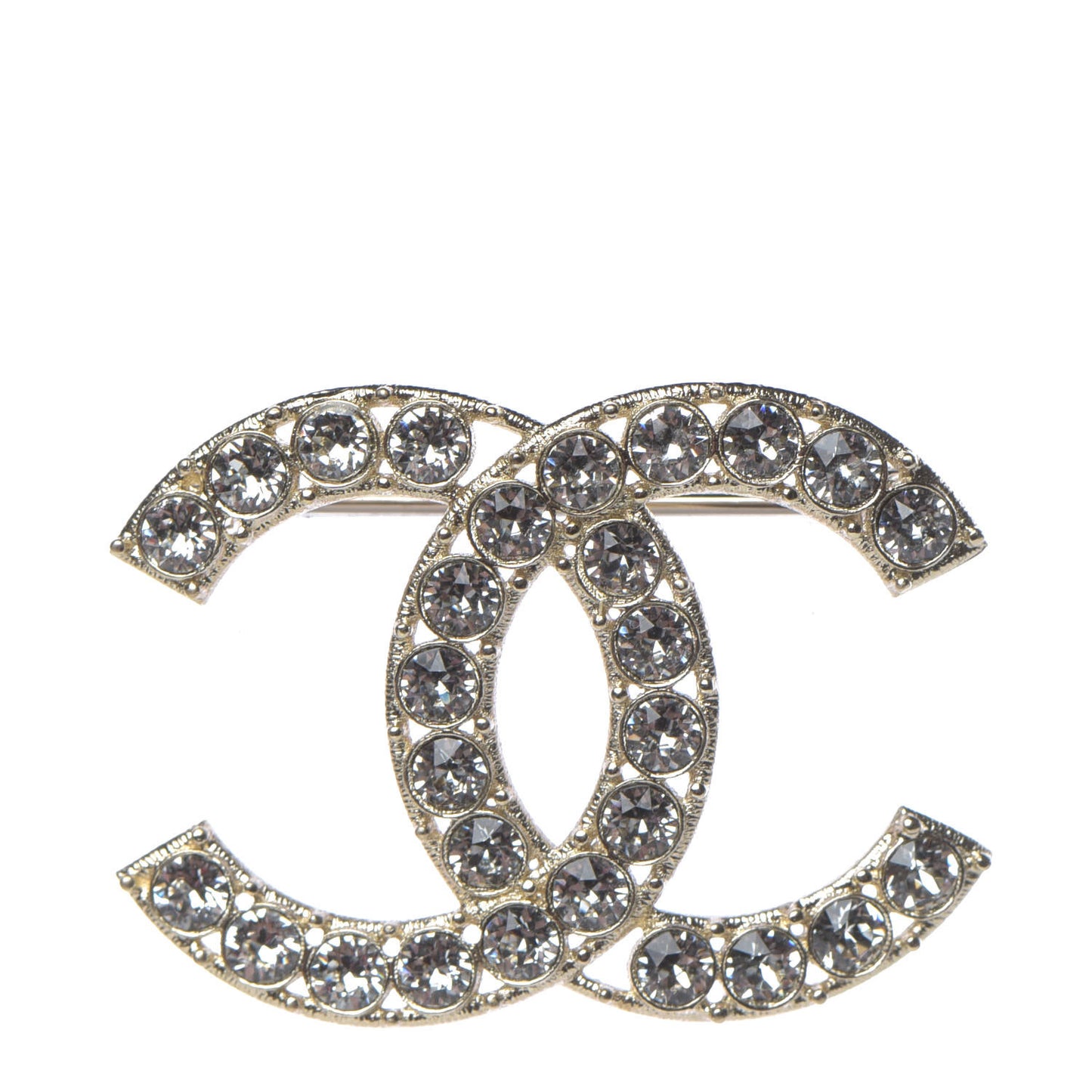 Crystal CC Brooch Gold