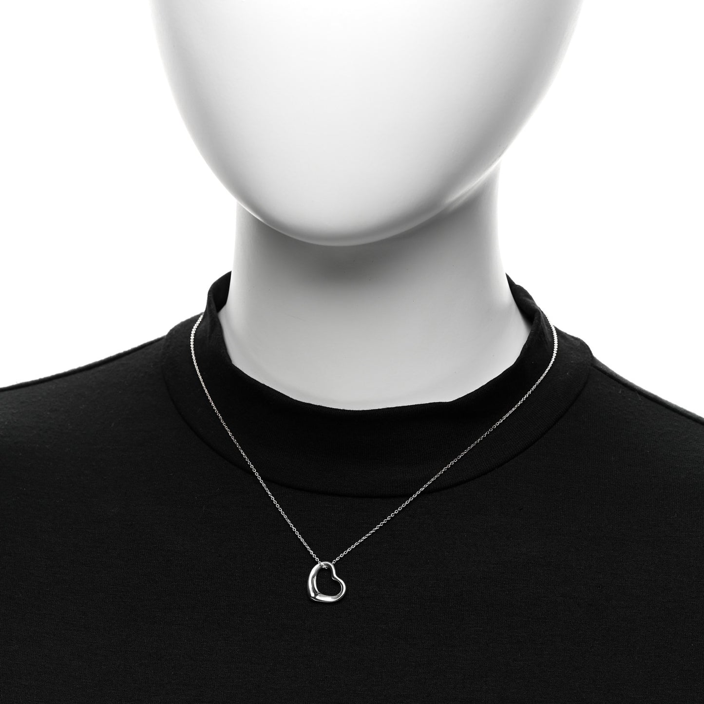 Sterling Silver Elsa Peretti 14mm Open Heart Pendant Necklace