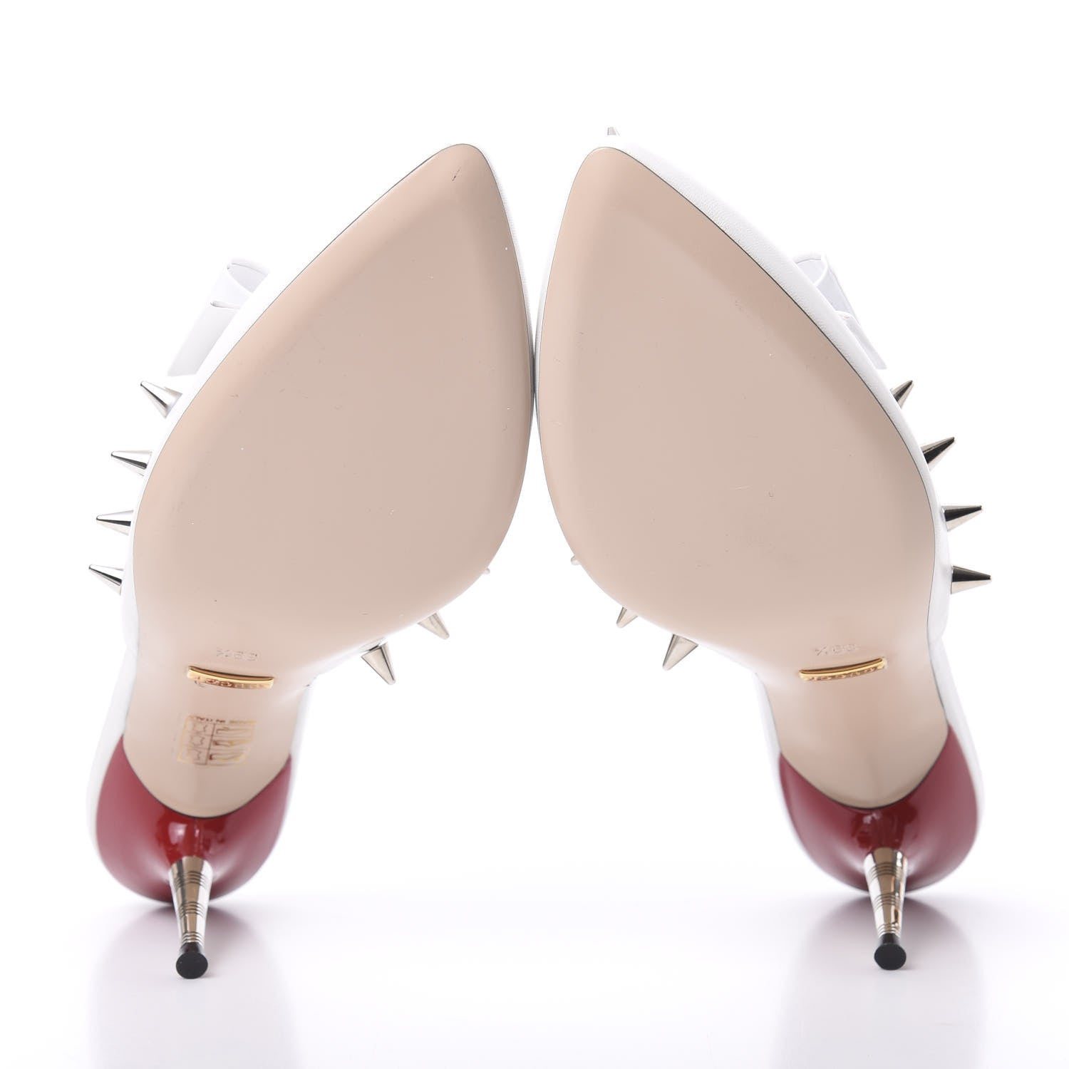 Gucci Patent GG Bow Sadie Spike Mid Heel Mules 39.5 White 5 of 9