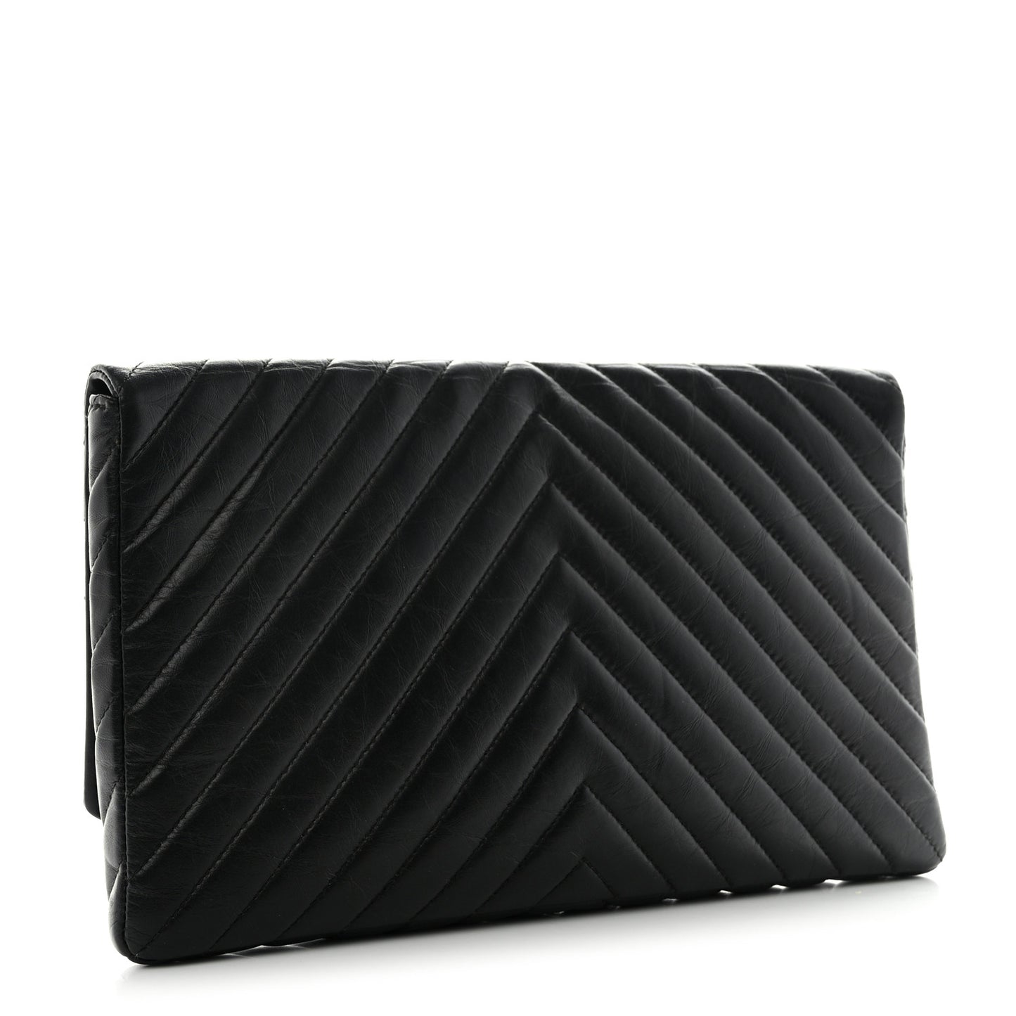 Aged Calfskin Chevron Quilted Reissue 2.55 Clutch Black