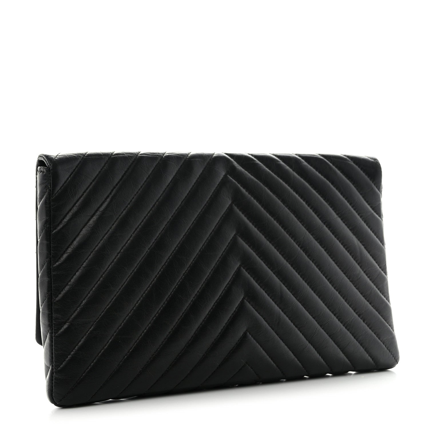 Chanel Aged Calfskin Chevron Quilted Reissue 2.55 Clutch Black 3 of 9