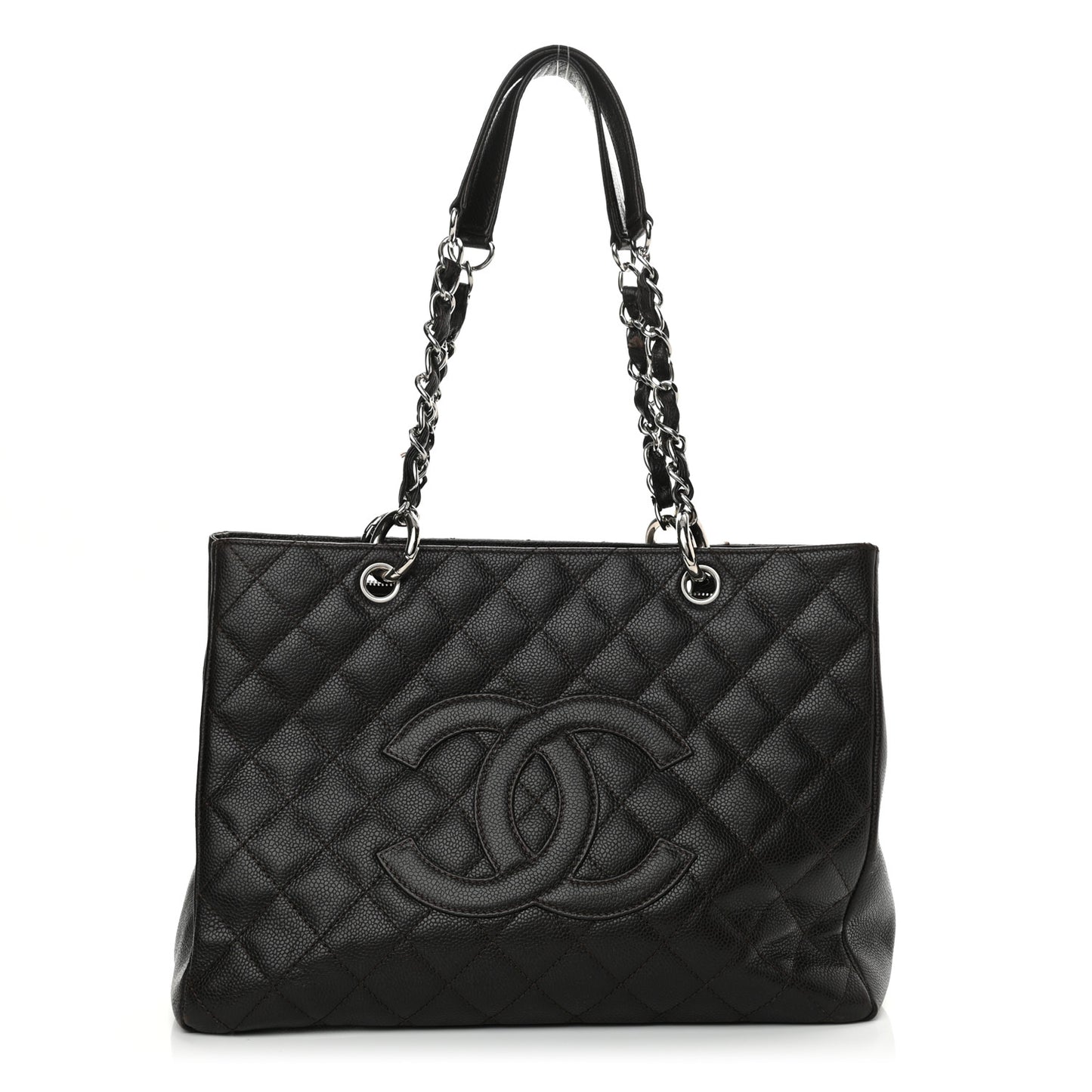 Caviar Quilted Grand Shopping Tote GST Dark Brown