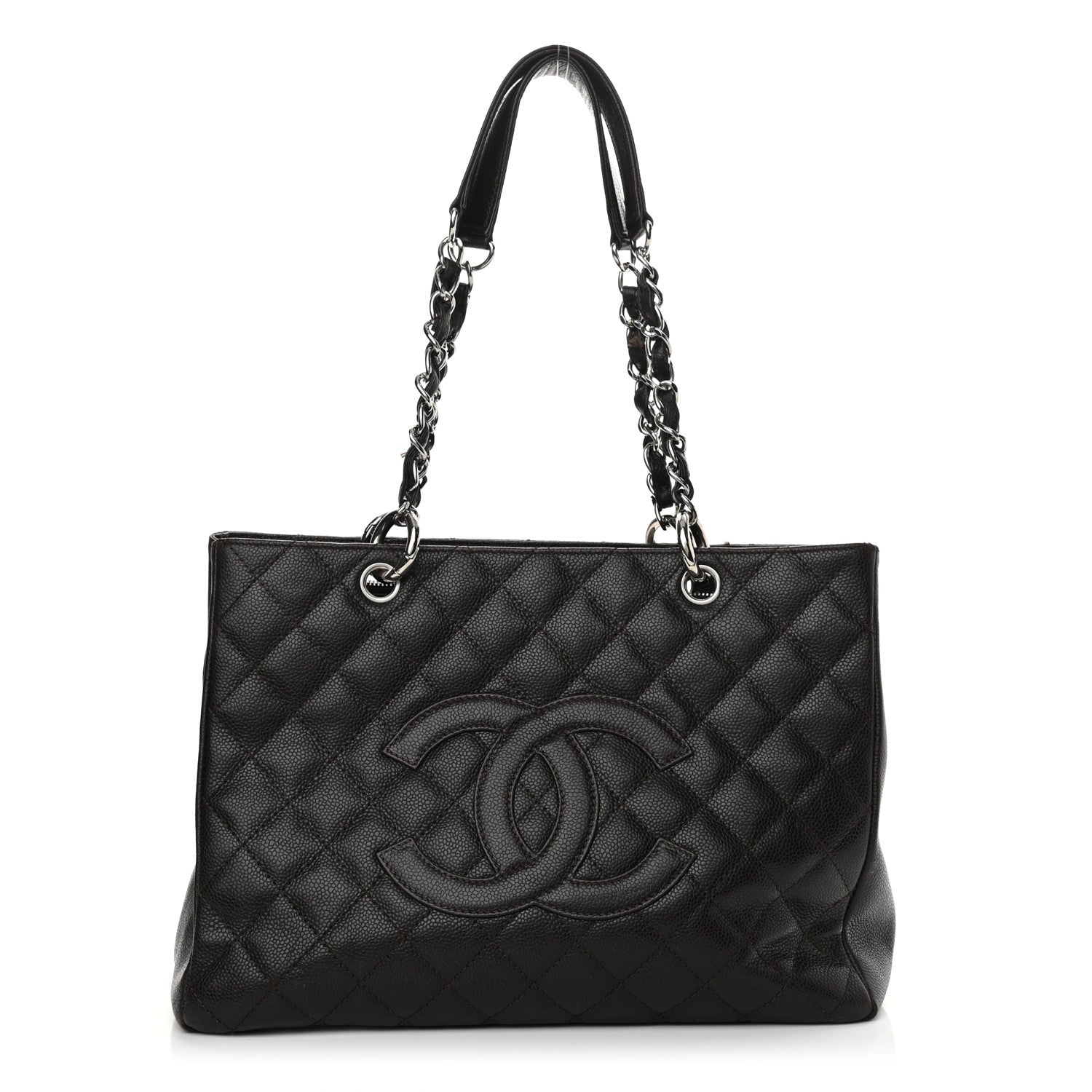 Chanel Caviar Quilted Grand Shopping Tote GST Dark Brown 1 of 13