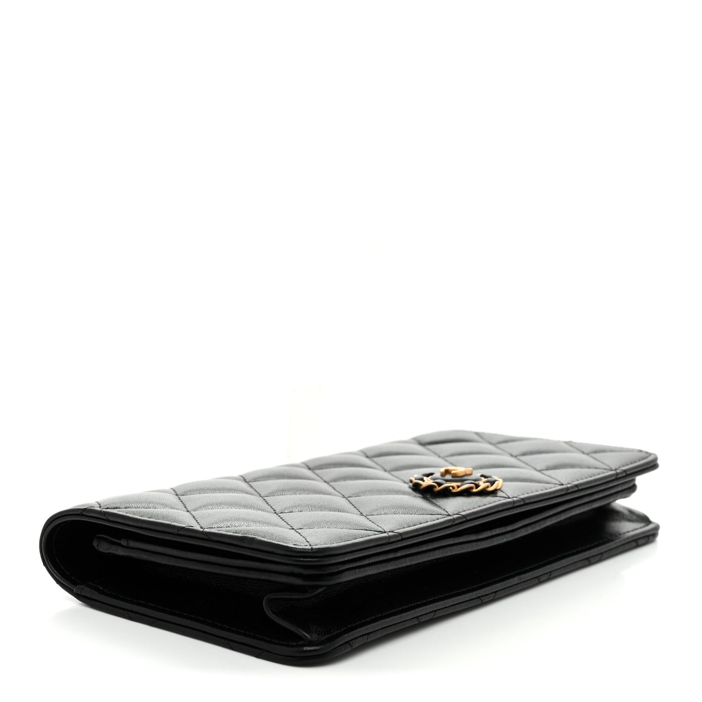 Lambskin Quilted Wallet Clutch Black