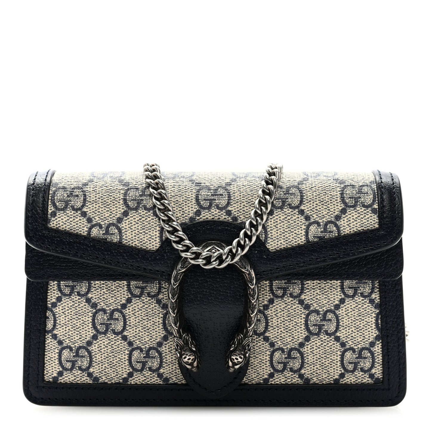 GG Supreme Monogram Textured Dollar Calfskin Super Mini Dionysus Shoulder Bag Beige Blue
